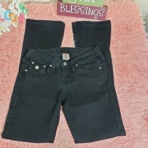 True religion black denim jeans with rhinestones